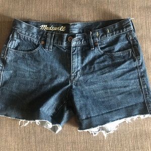 Madewell cut off raw hem denim shorts